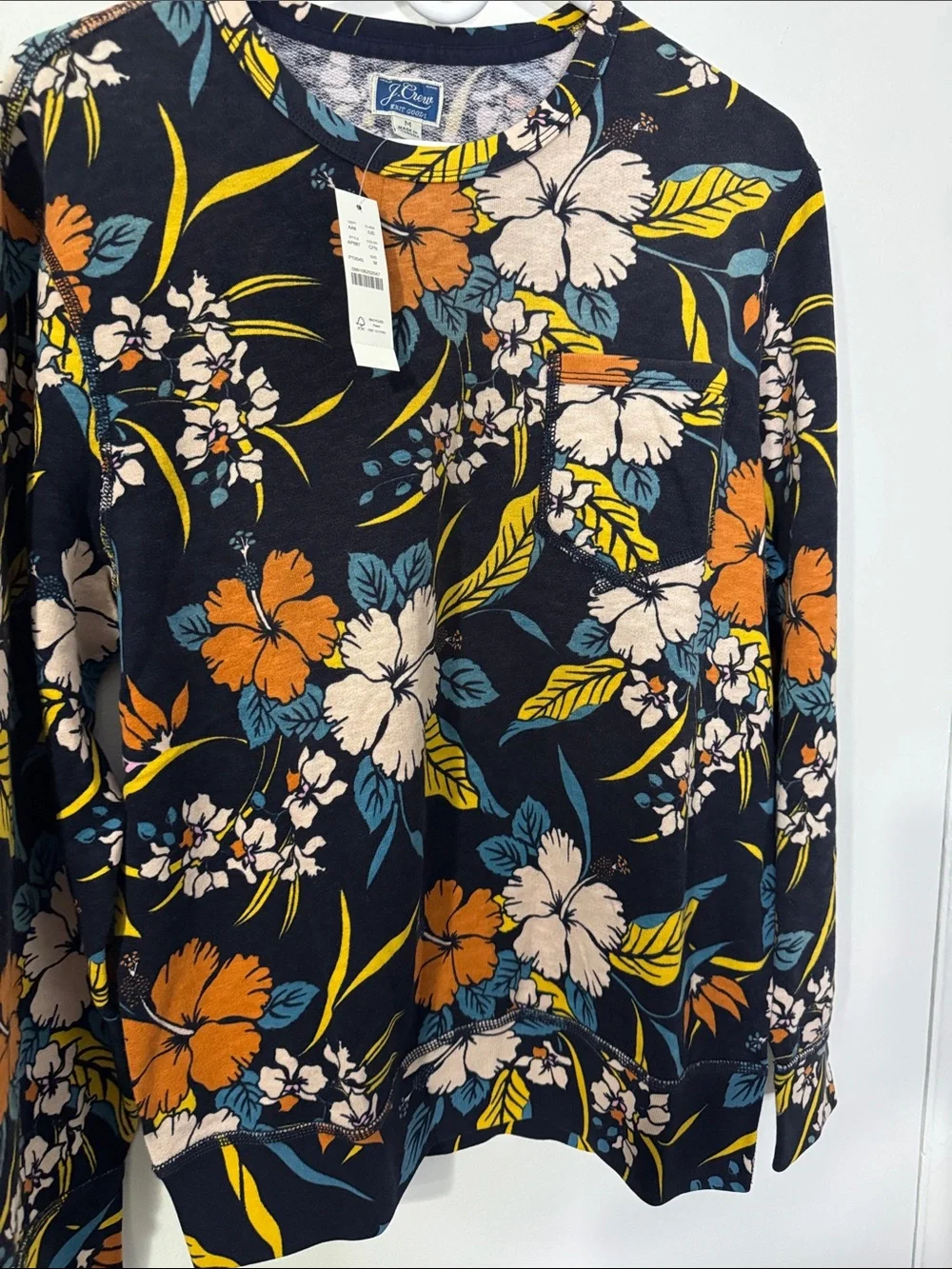 J. Crew Men’s Medium Navy Floral Crewneck Sweatshirt NWT